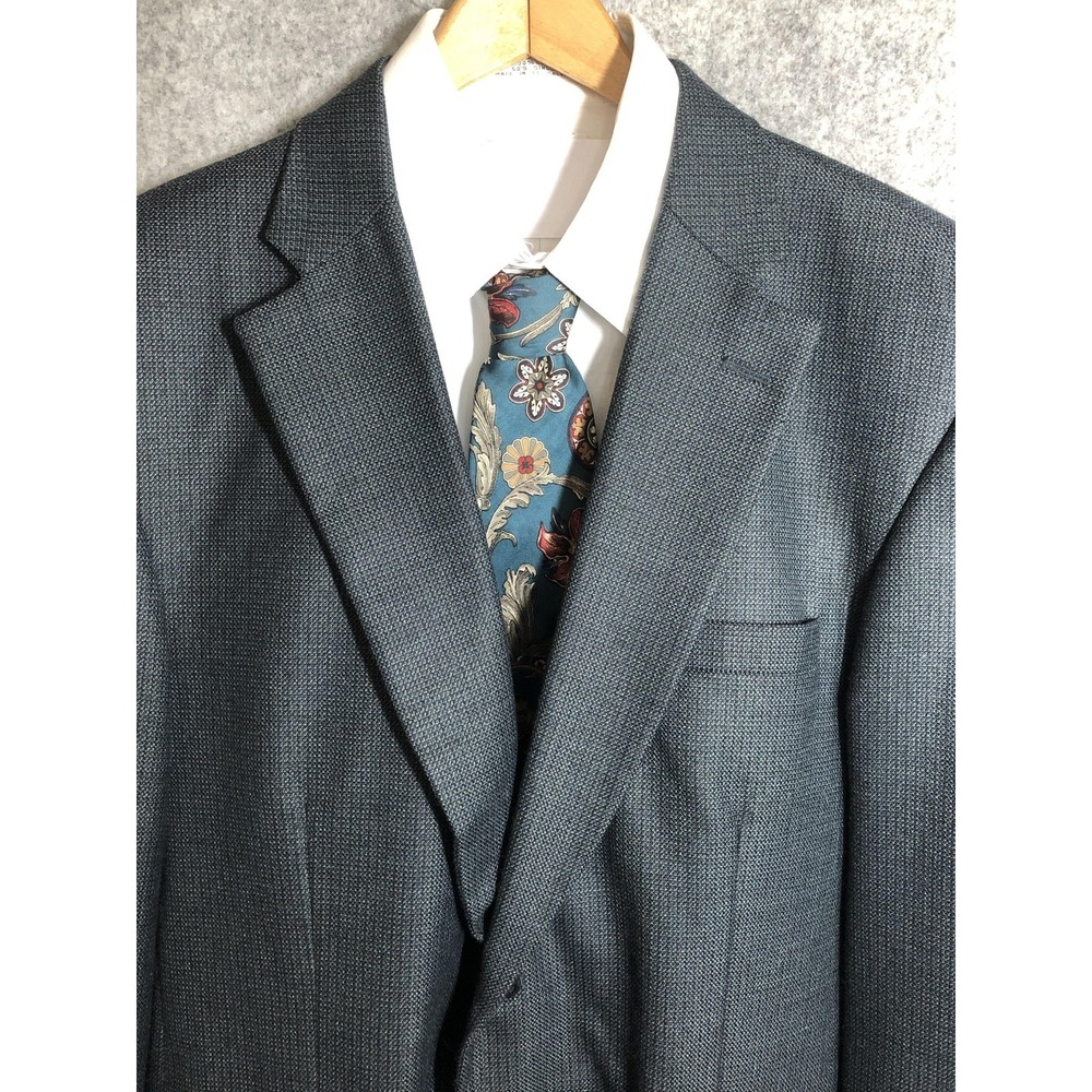 Haggar Blazer Mens 44R Gray‎ Polyester Wool Tweed Sport Coat Jacket Classic